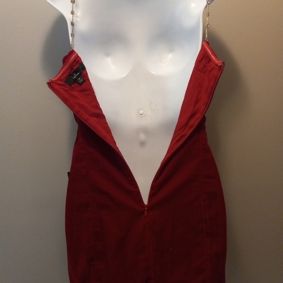 Lulus Rhinestone Strappy Back Velvet Mini Dress in Burgundy Size Small - Picture 6 of 11